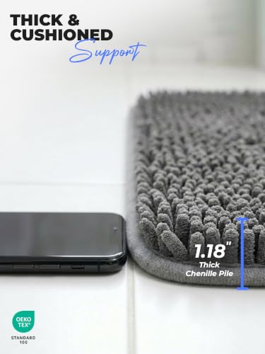 Utopia Home Non-Slip Microfiber Bath Rug 17x24 Inch - Grey