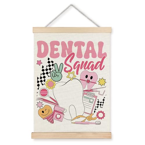 Dentist Wall Art Poster - 12x16 Inch Pink Dental Clinic Canvas Decor