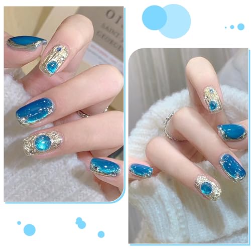 NAILKISS Cat Eye Magnetic Gel Polish Blue 9D Galaxy Glitter with Stick