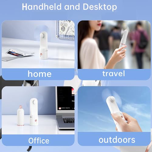 AOCOOLFAN White Portable Handheld Fan - USB Rechargeable, 3 Speed, Travel Essential