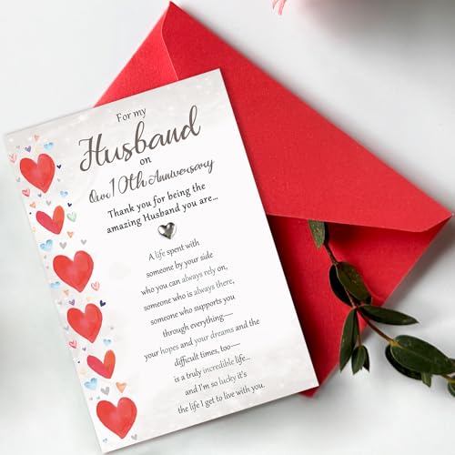 Romantic 10th Anniversary Card for Husband - Model BX289