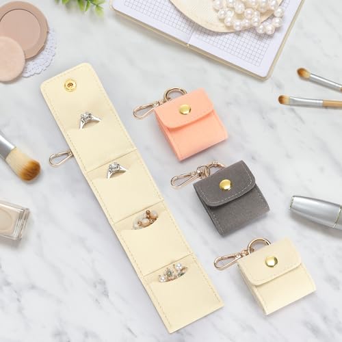 KUKUVR Mini Travel Jewelry Organizer Case with Keychain White