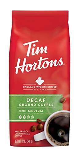 Tim Hortons Decaffeinated Ground Coffee, 100% Arabica Medium Roast, 12 oz