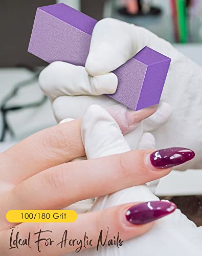Maryton Nail Buffer Block 100/180 Grit 5 Count Purple