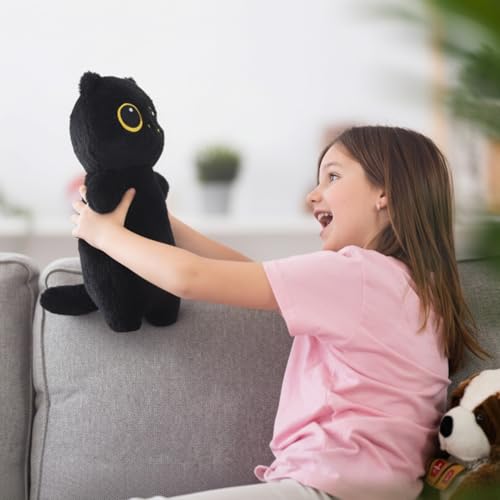 16.9-Inch Black Cat Plush Pillow - Soft & Cute Toy