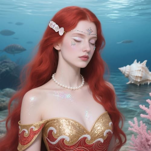Mermaid Hair Clips Starfish Face Gems & Glitter Gel Set