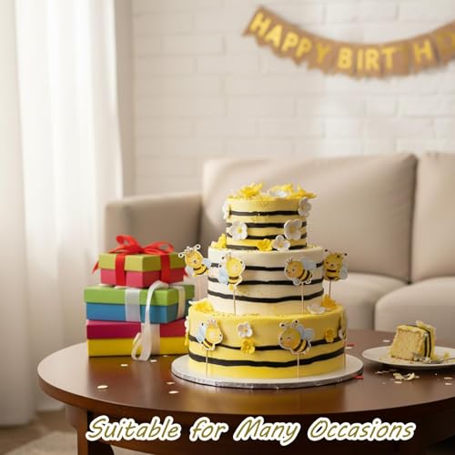34 Piece Edible Bumblebee and Daisy Cake Decorations