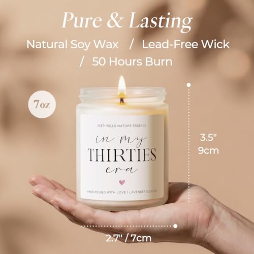 AceThrills 7oz Lavender Scented Candle for 30th Birthday Celebrations - 'In My Thirties Era' Gift for Women & Men
