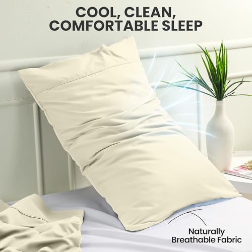 Utopia Bedding King Size Pillow Cases, Set of 4, Ivory Brushed Microfiber