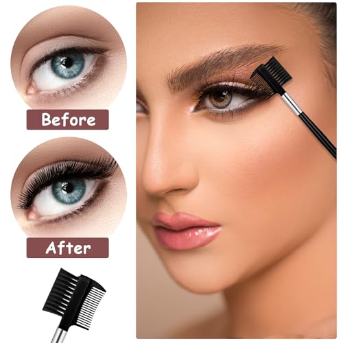 Salbsever 2Pcs Dual-Head Eyelash Comb and Eyebrow Brush Separator Tool