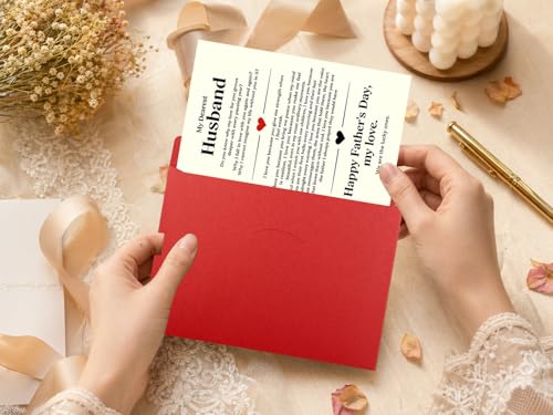 Romantic Father's Day Card for Husband - 5.3x8 with Envelope & Sticker