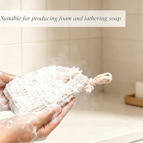 Natural Sisal Soap Saver Bag 5-Pack Exfoliating Soap Mesh Pouch