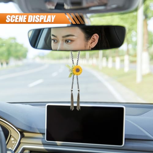 Craedli Sunflower Car Rear View Mirror Hanging Charm - Cute Floral Interior Decor