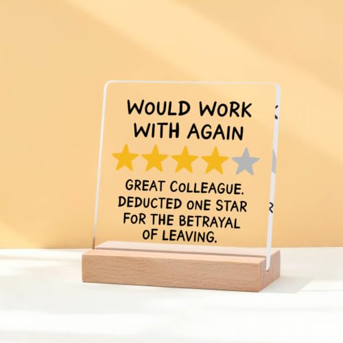 Funny Coworker Leaving Gift Plaque - 'Would Work With Again' 4''