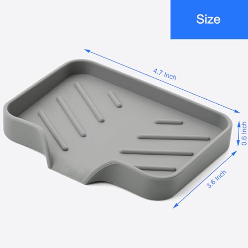Kitchen Sink Sponge Holder with Drain Spout - 4.7" x 3.6" Grey
