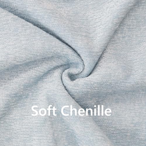 Chenille Throw Pillow Covers Set of 2 - Light Blue 20x20 Modern Accent Pillows