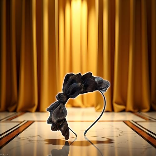 Black Ribbon Big Bow Headband Knotted Vintage Hair Hoop 2-Pack