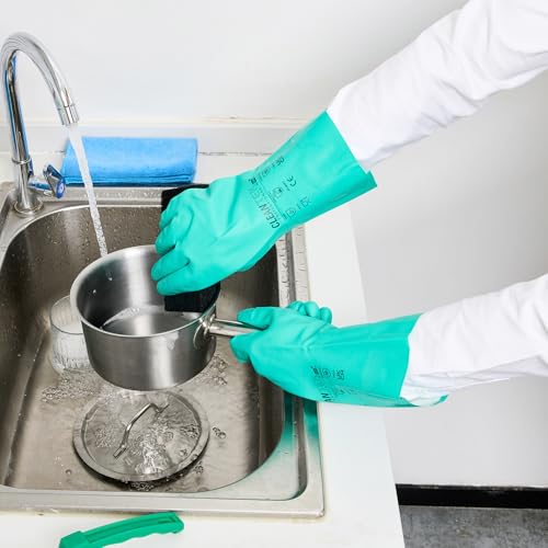 XXL Nitrile Cleaning Gloves - Heavy-Duty, Chemical-Tolerant, Long Cuff