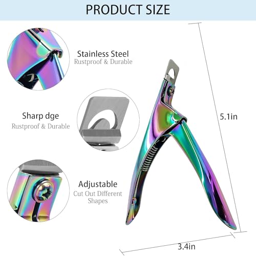 SERADIOO Acrylic Nail Cutter with Magnetic Sizing Guide & Stainless Steel Tip Clipper