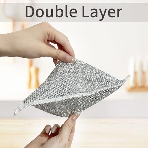 8 Pcs Double Layer Dishwashing Rags - Non-Scratch Cleaning Cloths