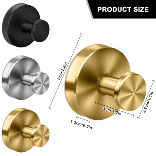 MGahyi Gold Suction Cup Hooks - 2 Pack for Bathroom & Shower