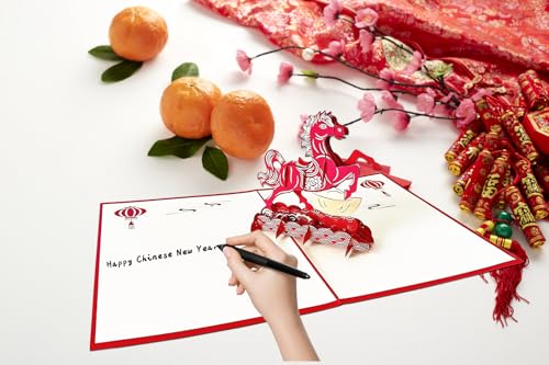 2026 Lunar New Year Horse Pop-Up Card with Red Envelopes