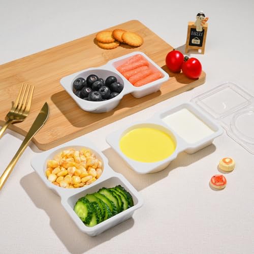 ClyraStor Double Compartment Snack Containers with Lids - 20PCS