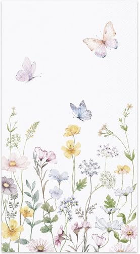 50-Pack Watercolor Floral Disposable Hand Towels – Wildflower Napkins