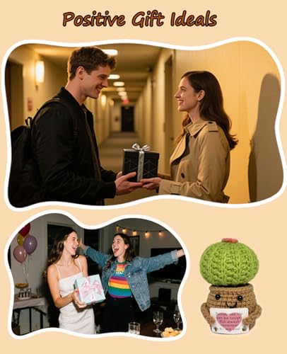 Handmade Emotional Support Crochet Cactus Desk Decor Gift