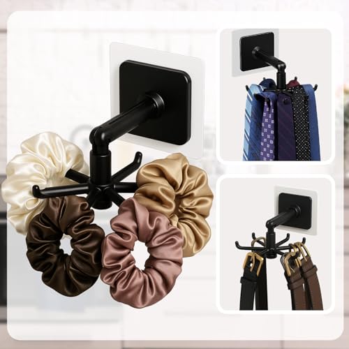 Jetec 4-Piece 360° Rotating Self-Adhesive Folding Hooks - Black & White