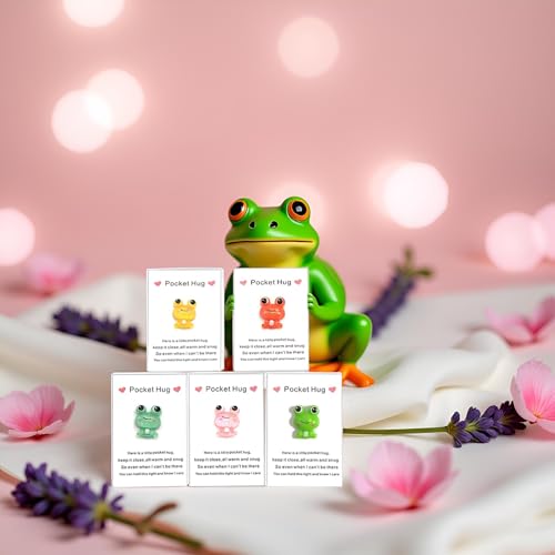 Set of 5 Pocket Hug Frog Tokens with Heart - Thoughtful Gifts