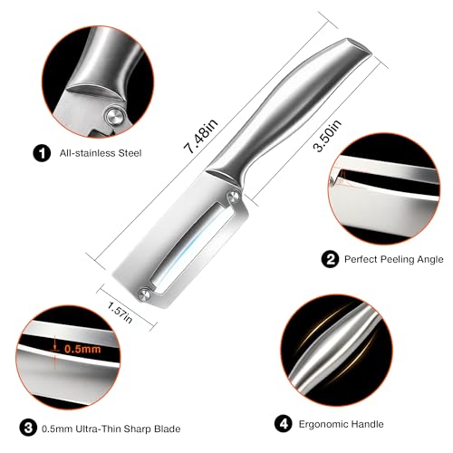 Stainless Steel Vegetable Peeler with Ergonomic Handle - Fast & Efficient