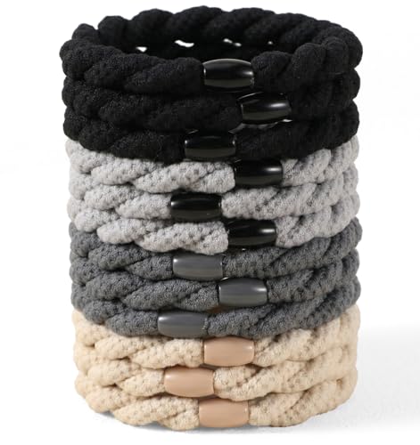 FRCTLNKG 12 Pcs Mens Hair Ties - High Elasticity Durable Braided Rubber Bands
