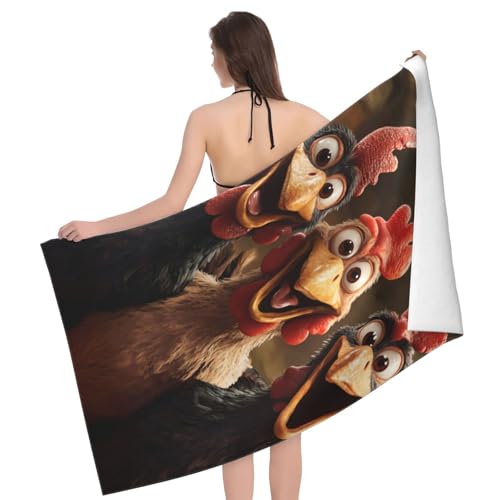 Funny Chicken Beach Towel - 31x51in Microfiber Quick Dry Towel