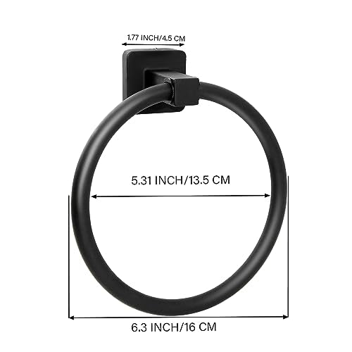 Matte Black Towel Ring - Heavy Duty Stainless Steel Bathroom Holder