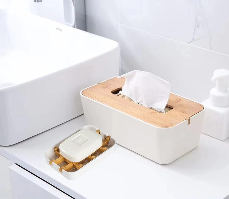 Sansnow White Bamboo Fiber Soap Dish 5.1 x 3.2 inches Eco-Friendly Removable Design