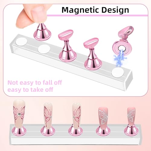TKYZMS Magnetic Acrylic Nail Stand Set for Press On Nails with Tape