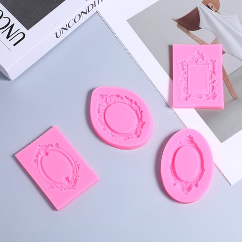 Silicone Photo Frame Molds Set for Cake & Clay Crafts - 4 Pcs