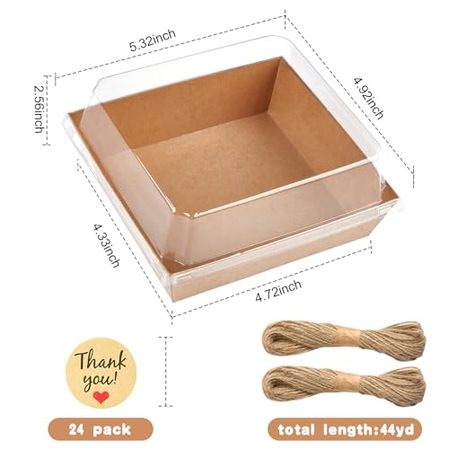 5-Inch Brown Charcuterie Boxes with Clear Lids - 20 Pack