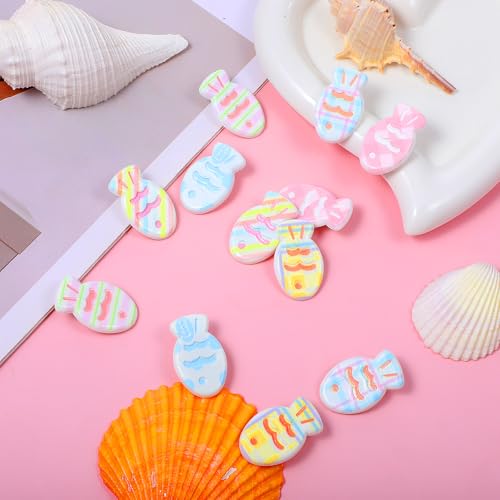 HJZHII 12PCS Small Plaid Fish Hair Clips Colorful Mini Resin Duckbill Barrettes