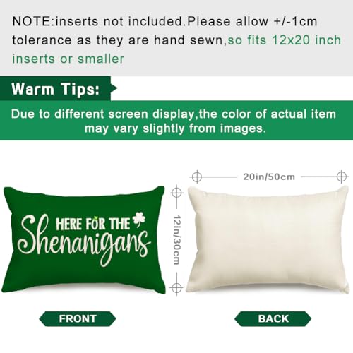 St. Patrick's Day Lumbar Pillow Cover 12x20 Shamrock Green Spring Couch Decor