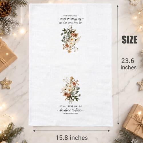 ZUZIMIRA Maroon Waffle Weave Kitchen Towel - Bible Verse Christian Gift