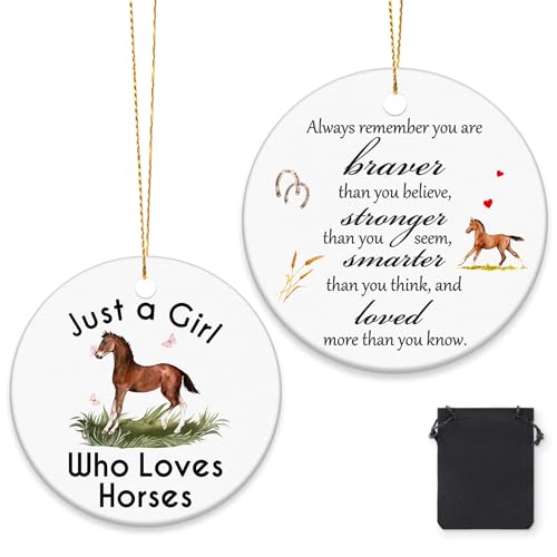 Ceramic Horse Christmas Ornament - Inspirational Animal Lover Hanging Decor