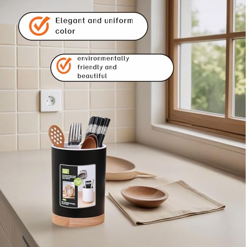 Modern Kitchen Utensil Holder with Drainage - 3 Compartment Organizer