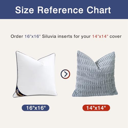 16 x 16 Inch Synthetic Down Alternative Throw Pillow Insert with Cooling Cotton Cover - Soft & Fluffy Support for Sofa & Bed - Pack of 1