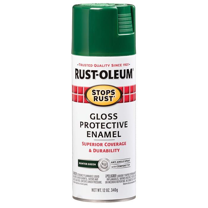 Rust-Oleum Stops Rust Spray Paint, Gloss Hunter Green, 12 oz (Pack of 6)