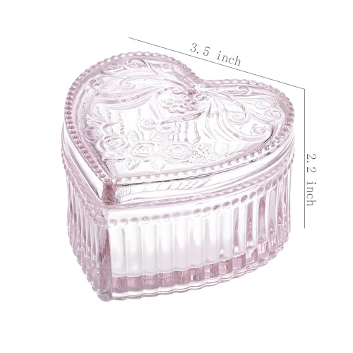 Pink Crystal Glass Heart-Shaped Jewelry & Candy Storage Box