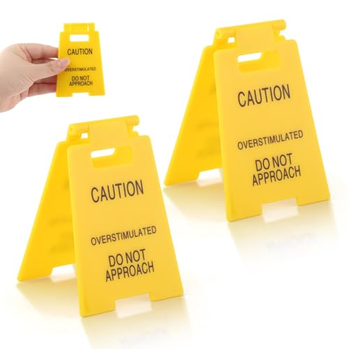 Caution Overstimulated Desk Signs - 2 Pcs Funny Office Decor
