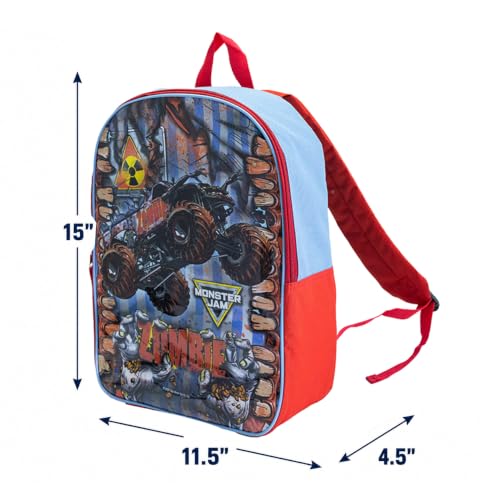 Monster Jam Zombie 15-Inch Kids School Backpack for Boys