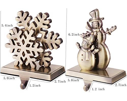 Bronze Snowflake Snowman Stocking Holder Set of 4 - Double Variation
